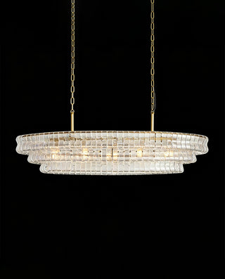Ghiaccio 54" W Organic Modern Oval Chandelier - Textured Glass Luxury Statement Piece for Dining Room & Living Room