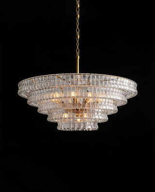 Ghiaccio 36" Round Clear Glass Chandelier - Organic Modern Luxury Light for All Spaces