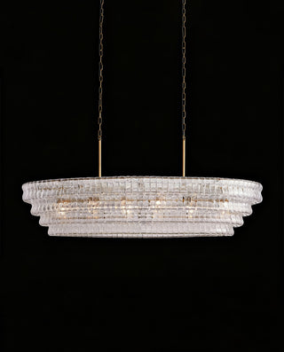 Ghiaccio 54" W Organic Modern Oval Chandelier - Textured Glass Luxury Statement Piece for Dining Room & Living Room