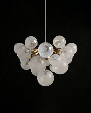 Mandoza Brass Mango Wood Chandelier - Modern Boho Pendant Light for Dining Room & Foyer