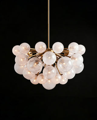 Mandoza Brass Mango Wood Chandelier - Modern Boho Pendant Light for Dining Room & Foyer