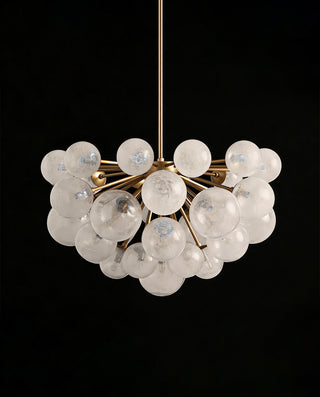 Mandoza Brass Mango Wood Chandelier - Modern Boho Pendant Light for Dining Room & Foyer