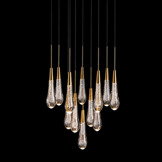 Modern Raindrop Seeded Glass LED Round Chandelier