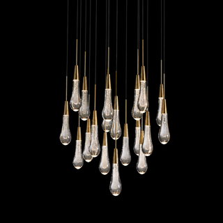 Modern Raindrop Seeded Glass LED Round Chandelier