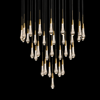 Modern Raindrop Seeded Glass LED Round Chandelier