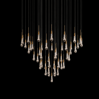 Modern Raindrop Seeded Glass LED Round Chandelier