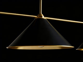 Arno 3-Light Linear Chandelier Modern Brass Cone Pendant Light for Kitchen Island
