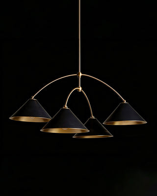 Arno 3-Light Linear Chandelier Modern Brass Cone Pendant Light for Kitchen Island