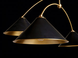 Arno 3-Light Linear Chandelier Modern Brass Cone Pendant Light for Kitchen Island