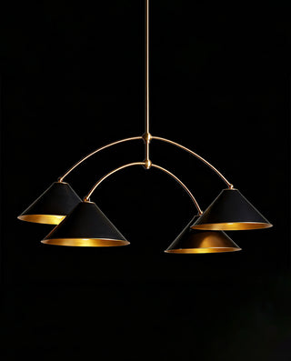 Arno 3-Light Linear Chandelier Modern Brass Cone Pendant Light for Kitchen Island