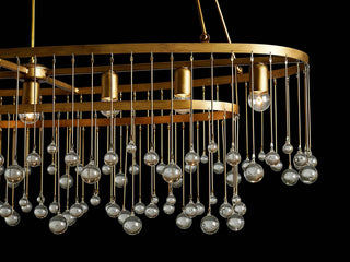 7-Light Oval Chandelier – Adjustable Height Metal Ceiling Fixture