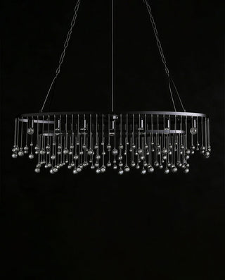 7-Light Oval Chandelier – Adjustable Height Metal Ceiling Fixture