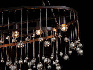 7-Light Oval Chandelier – Adjustable Height Metal Ceiling Fixture