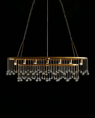 7-Light Oval Chandelier – Adjustable Height Metal Ceiling Fixture