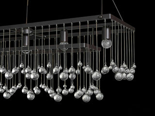 Aubrey Brass Rectangular Chandelier - Modern Statement Pendant Light for Dining Room & Kitchen Island