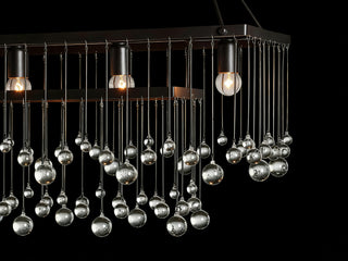 Aubrey Brass Rectangular Chandelier - Modern Statement Pendant Light for Dining Room & Kitchen Island