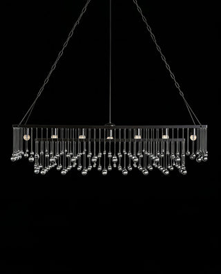 Aubrey Brass Rectangular Chandelier - Modern Statement Pendant Light for Dining Room & Kitchen Island