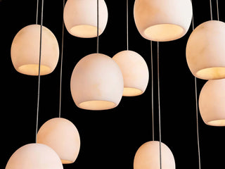 Arica Round Chandelier Modern Alabaster Stone Ceiling Light for Dining Room