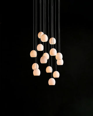 Arica Round Chandelier Modern Alabaster Stone Ceiling Light for Dining Room