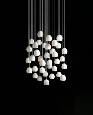 Arica Round Chandelier Modern Alabaster Stone Ceiling Light for Dining Room