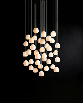 Arica Round Chandelier Modern Alabaster Stone Ceiling Light for Dining Room