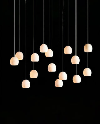 Arica Rectangular Chandelier Modern Alabaster Stone Linear Pendant Light for Kitchen Island