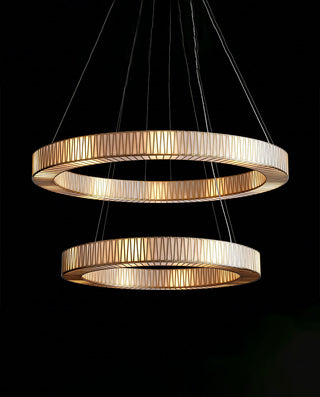 Two-Tier Ring Chandelier – Modern Glass & Metal Adjustable Pendant
