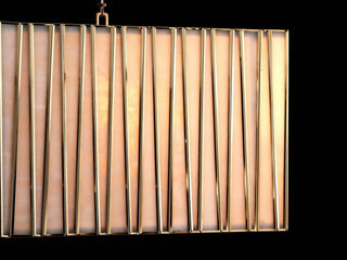 Arica Rectangular Chandelier Alabaster Stone Linear Pendant Light for Dining Room