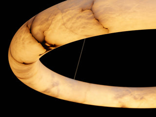 Alabaster LED Halo Chandelier – Modern Adjustable Pendant Lighting