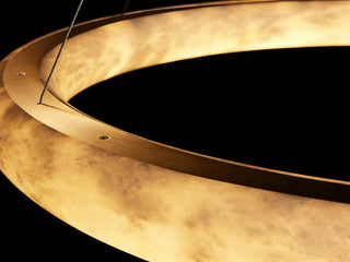 Alabaster LED Halo Chandelier – Modern Adjustable Pendant Lighting