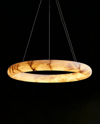Alabaster LED Halo Chandelier – Modern Adjustable Pendant Lighting