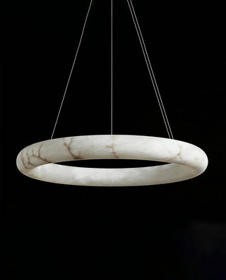 Alabaster LED Halo Chandelier – Modern Adjustable Pendant Lighting