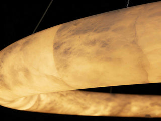 Alabaster LED Halo Chandelier – Modern Adjustable Pendant Lighting