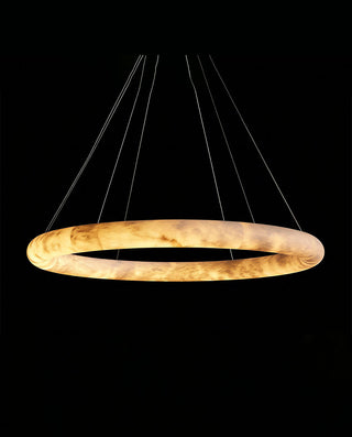 Alabaster LED Halo Chandelier – Modern Adjustable Pendant Lighting