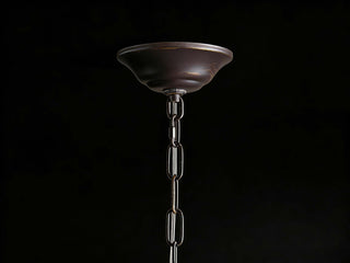 Ceramic Leaf Round Chandelier – Adjustable Height Iron Frame Ceiling Light
