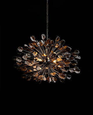 Ceramic Leaf Round Chandelier – Adjustable Height Iron Frame Ceiling Light