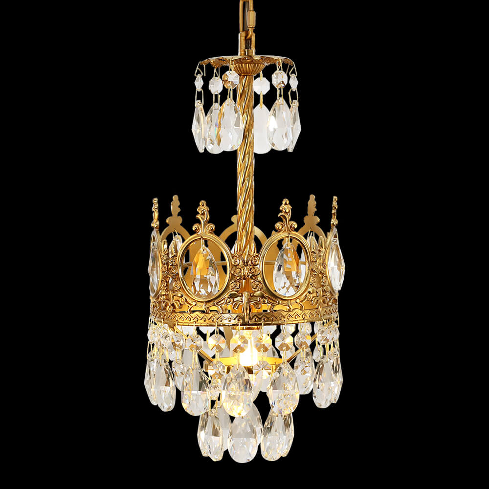 6 Inch Mini Crystal Pendant Light for Kitchen Island Empire Style Brass Crystal Chandelier