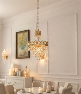 15 Inch Small Crystal Light French Empire Style Brass Crystal Chandelier