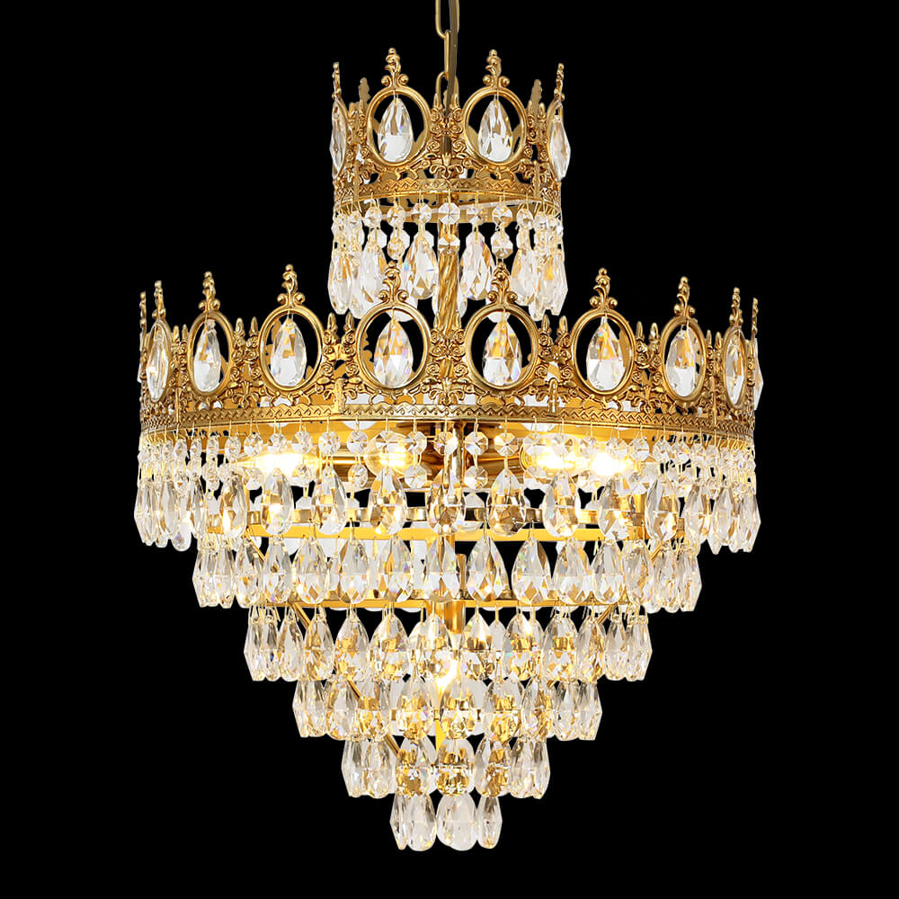 18 Inch Small Crystal Chandelier for Extrance Empire Style Brass Chandelier