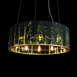 Modern Sculptural  Luxury Marble Drum Chandelier