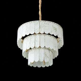 Modern Three-Tier Emerald White Jade Luxury Marble Chandelier