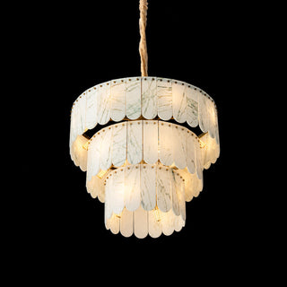 Modern Three-Tier Emerald White Jade Luxury Marble Chandelier