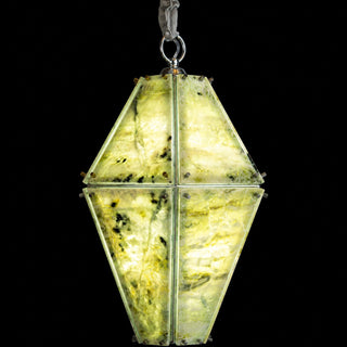 Modern Faceted Green Jade Luxury Marble Lantern Chandelier