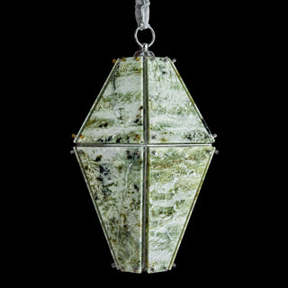 Modern Faceted Green Jade Luxury Marble Lantern Chandelier