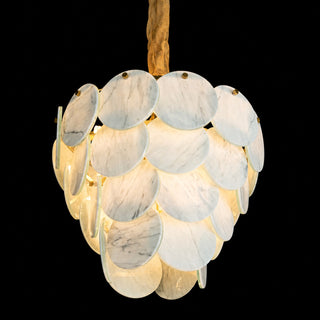 Modern Pearl Mist Gray Luxury Marble Petal Chandelier
