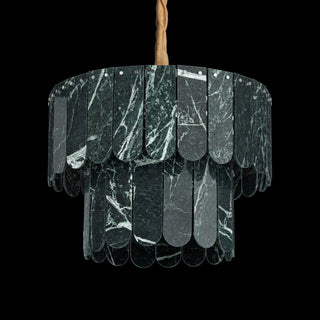 Modern Two-Tier Prada Green Luxury Marble Chandelier