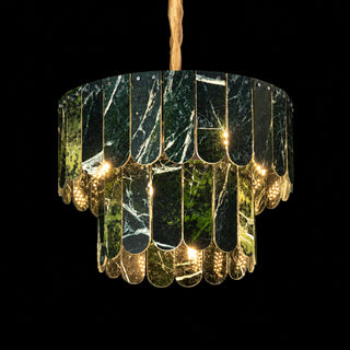 Modern Two-Tier Prada Green Luxury Marble Chandelier