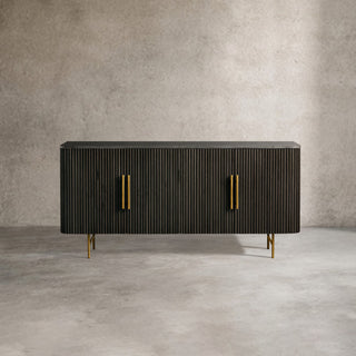 Finley Sideboard: Minimalist Fluted Base Stone Top Storage Sideboard