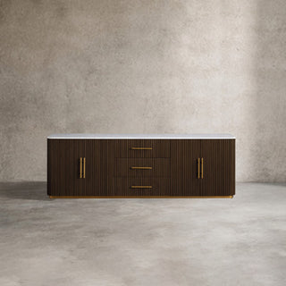 Finley Plinth Sideboard: Minimalist Fluted Base Storage Sideboard with Drawers