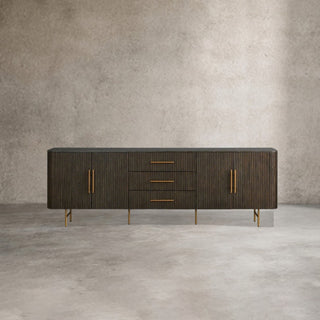 Finnley Marble Top Sideboard Wood Bluestone Top Buffet Cabinet with Drawers
